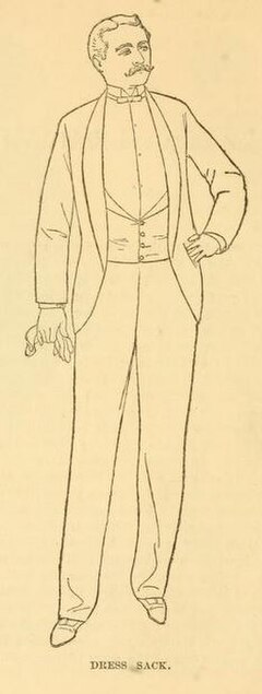 1888 American tuxedo/dinner jacket, sometimes called a dress sack