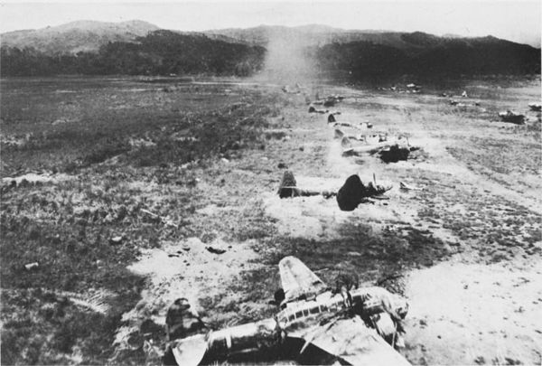 Hollandia airfield after raids by the 5th Air Force