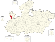 Vidhan Sabha constituencies of Madhya Pradesh (225-Malhargarh).png