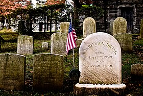 Headstone of Washington Irving Washington Irving's headstone Sleepy Hollow Cemetery.jpg