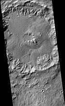 Fans on crater floor on the rim of Vinogradov Crater, as seen by CTX camera (on Mars Reconnaissance Orbiter). Note: this is an enlargement of the top part of the previous image of Vinogradov Crater.