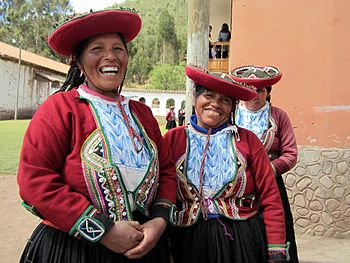 Local women at Umasbamba village, Chinchero District, Peru in 2012.