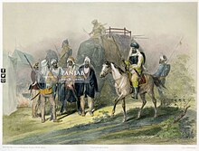 'Gruppe von Siekhs' (Group of Sikhs) in the English camp, near Kaffur as representative of the Lahore Durbar. Lithograph after an original sketch by Prince Waldemar of Prussia, ca.1853 'Gruppe von Siekhs' (Group of Sikhs) in the English camp, near Kaffur as representative of the Lahore Durbar. Lithograph after an original sketch by Prince Waldemar of Prussia, ca.1853.jpg