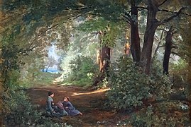 Conversation dans une allée près du lac - Firmin Salabert - Musée des Beaux-Arts de Gaillac