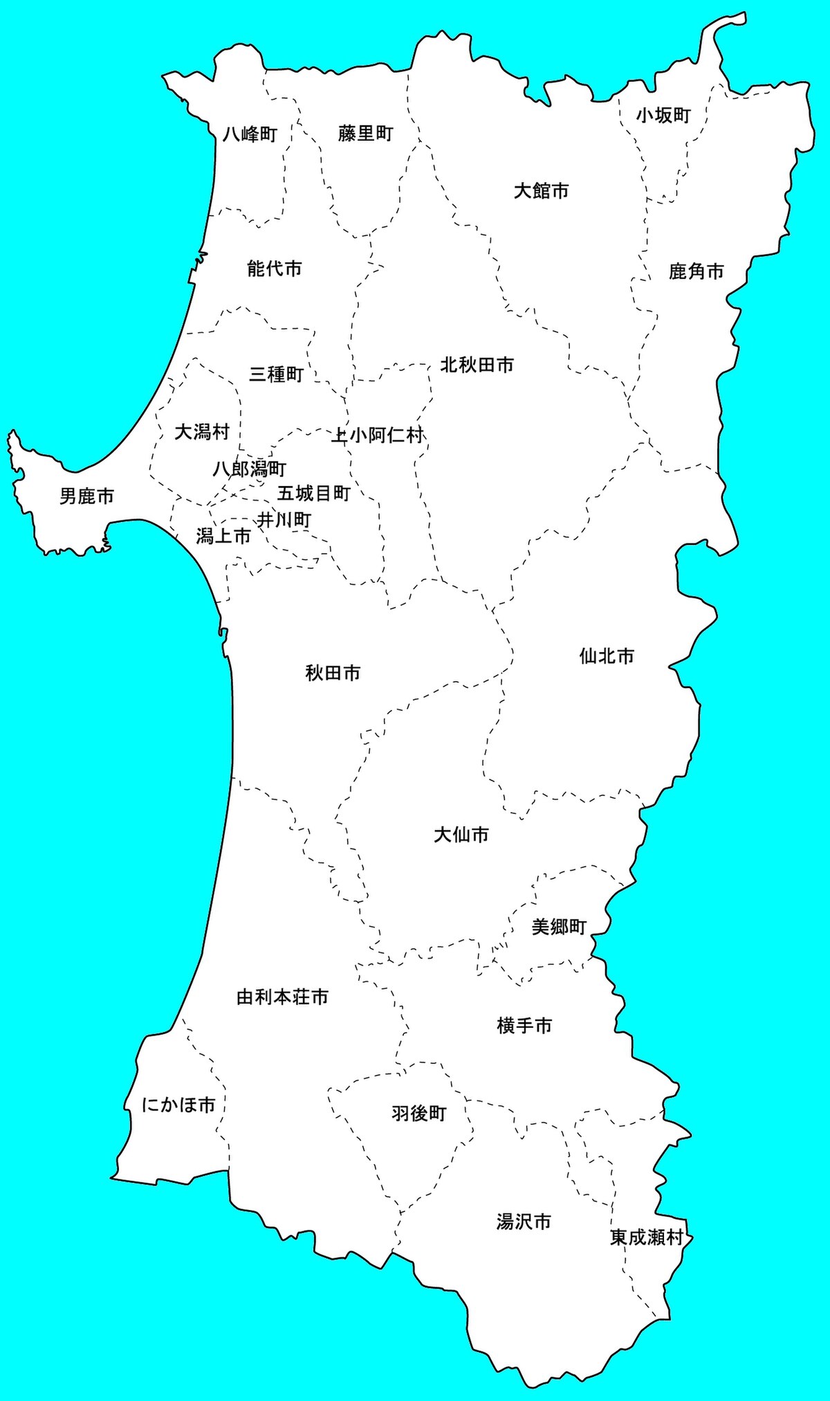 File 秋田県 地方行政区分 地図 Jpg Wikimedia Commons