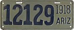 1918 Аризона Регистрационна табела.jpg