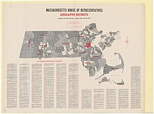 Map of 240 districts of the Massachusetts House of Representatives apportioned in 1973 1973 Massachusetts state House of Representatives district map.jpg