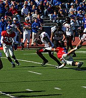 Kansas on defense against Texas Tech 2008 TTU at KU.jpg