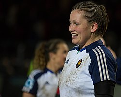 Manon André bei der Sechs-Nationen-Meisterschaft der Frauen 2014 gegen Italien.