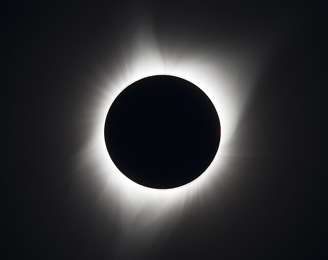 During a solar eclipse the solar corona can be seen with the naked eye during totality.