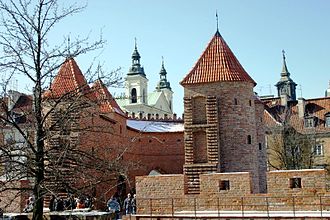 The barbican seen from within the Warsaw Old Town city walls 4 Warszawa 23.jpg