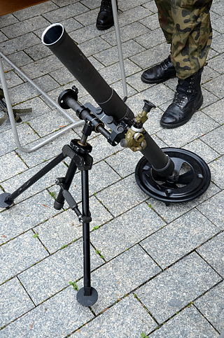 <span class="mw-page-title-main">Mortar (weapon)</span> Artillery weapon that launches explosive projectiles at high angles