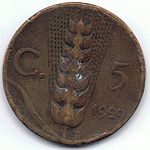 5 cenți de Lira - Regatul Italiei - 1929 02.jpg