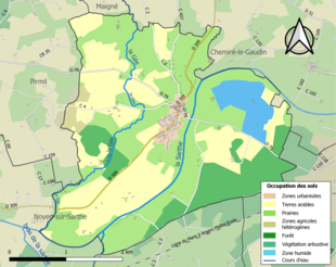 Barevná mapa znázorňující využití půdy.