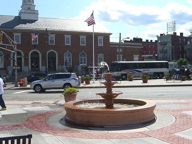 The intersection at Main Post Office and Liberty Plaza in Union City is a major bus stop, with thousands of boardings daily.