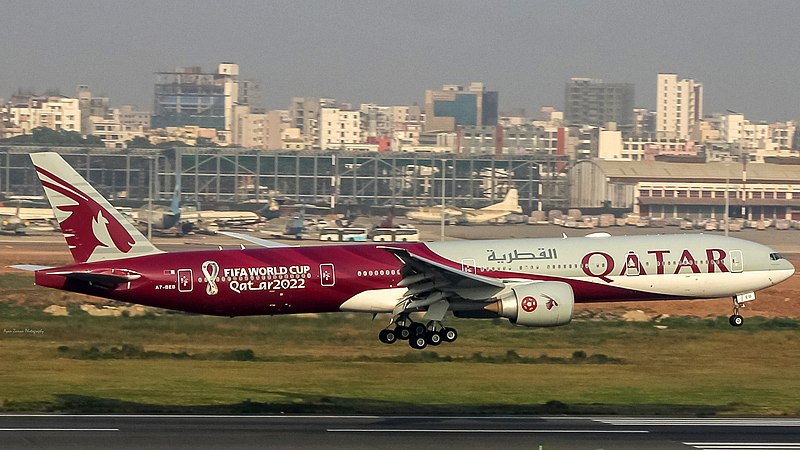 File:A7-BEB - Qatar Airways (FIFA World Cup 2022 Livery) - Boeing 777-3DZER - MSN 43215 - VGHS.jpg