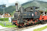 Lokomotive der Achenseebahn von 1889 mit kombiniertem Adhäsions- und Zahnradantrieb (nach System Riggenbach), gebaut von der Lokomotivfabrik Floridsdorf.