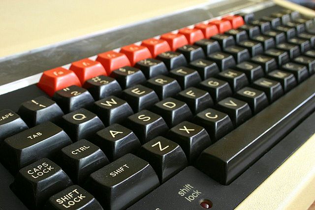 Keyboard of a Model B, one of two very similar designs used on the model