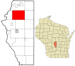 Lokasi di Adams County dan negara bagian Wisconsin.