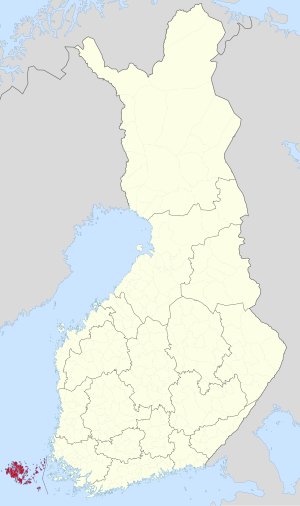 Ålands placering i Finland