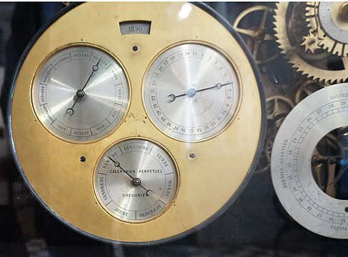 Циферблат вечного календаря по новому стилю сверхсложных астрономических часов швейцарского мастера Альберта Биллете (1873).