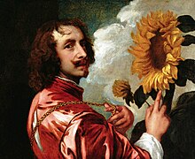 Self-portrait with a sunflower by Anthony Van Dyck, a denizen from 1638 Anthony van Dyck - Self-portrait with a Sunflower.jpg