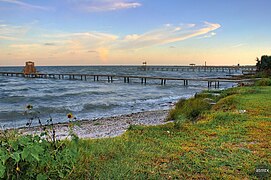 Fishing piers on Aransas Bay.