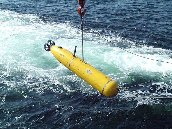 Picture taken of the Battlespace Preparation Autonomous Underwater Vehicle (BPAUV) by an employee of Bluefin Robotics Corporation during a US Navy exe