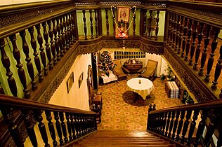 Balustrade of turned wood balusters of Quema Ancestral House a typical bahay na bato