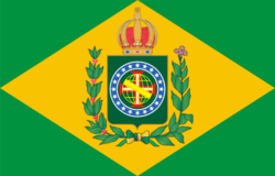 Bandeira do Império do Brasil durante o Segundo Reinado, pois a partir de 29 de agosto de 1853, com a sanção da Lei Imperial n.º 704 que criou a Província do Paraná a bandeira passa a ter 20 estrelas.[8][9]