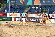 Deutsch: Beachhandball Europameisterschaften 2019 (Beach handball Euro); Tag 6: 7. Juli 2019 – Spiel um Platz Drei, Frauen, Kroatien-Niederlande 0:2 (14:23, 20:22) English: Beach handball Euro; Day 6: 7 July 2019 – Women's Bronze Medal Match – Croatia-Netherlands 0:2 (14:23, 20:22)