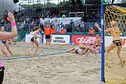 Deutsch: Beachhandball Europameisterschaften 2019 (Beach handball Euro); Tag 5: 6. Juli 2019 – Frauen, Halbfinale, Ungarn-Niederlande 2:0 (19:16, 15:12) English: Beach handball Euro; Day 5: 6 July 2019 – Semifinal Women – Hungary-Netherlands 2:0 (19:16, 15:12)