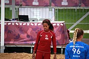 Deutsch: Beachhandball bei den Olympischen Jugendspielen 2018; Tag 6, 12. Oktober 2018; Mädchen, Platzierungsrundenspiel – Russland-Venezuela 2:0 English: Beach handball at the 2018 Summer Youth Olympics at 12 October 2018 – Girl's Consolation Round – Russland-Venezuela 2:0