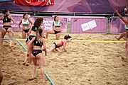 Deutsch: Beachhandball bei den Olympischen Jugendspielen 2018; Tag 6, 12. Oktober 2018; Mädchen, Hauptrundenspiel – Chinesisch Taipei (Taiwan)-Paraguay 0:2 English: Beach handball at the 2018 Summer Youth Olympics at 12 October 2018 – Girls Main Round – Chinese Taipei (Taiwan)-Paraguay 0:2