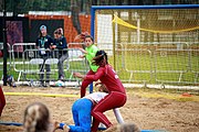 Deutsch: Beachhandball bei den Olympischen Jugendspielen 2018; Tag 6, 11. Oktober 2018; Mädchen, Platzierungsspiel um Platz 7 - Russland-Venezuela 2:0 English: Beach handball at the 2018 Summer Youth Olympics at 11 October 2018 – Girl's Placement Match 7-8 – Russia-Venezuela 2:0