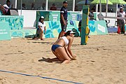 Deutsch: Beachvolleyball bei den Olympischen Jugendspielen 2018; Tag 11, 17. Oktober 2018; Jungen, Spiel um Platz 3 – USA (Devon Newberry/Lindsey Sparks)-Norwegen (Emilie Olimstad/Frida Berntsen) 1:2 (21–1/13–21/9–15) English: Beach volleyball at the 2018 Summer Youth Olympics at 17 October 2018 – Bronze Medal Match – USA (Devon Newberry/Lindsey Sparks)-Norway (Emilie Olimstad/Frida Berntsen) 1:2 (21–1/13–21/9–15)