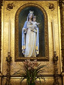 Our Lady of the Most Holy Rosary, whose devotion and Feast are celebrated in October Beata Vergine Maria, Madonna del Rosario.jpg