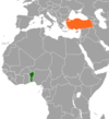 Location map for Benin and Turkey.