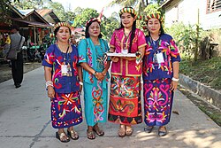 Wanita Dayak Benuaq dengan memakai pakaian adat