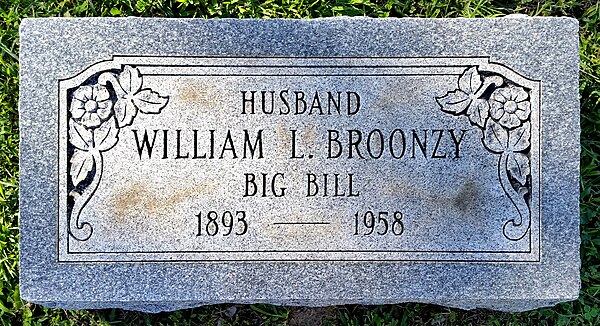 Big Bill Broonzy's gravestone located at Lincoln Cemetery in Blue Island, Illinois