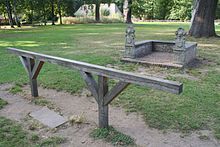 The wooden bar in front of the magistrate's bench in an 18th-century outdoor courtroom in Belgium Bokrijk, Ancien Regime lawcourt.jpg