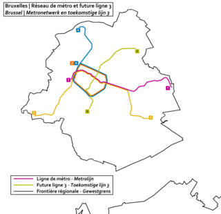 <span class="mw-page-title-main">Brussels Metro line 3</span> Planned metro line in Brussels, Belgium