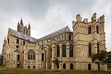 Canterbury Cathedral houses the cathedra or episcopal chair of the Archbishop of Canterbury and is the cathedral of the Diocese of Canterbury and the mother church of the Church of England as well as a focus for the Anglican Communion Canterbury Cathedral - Back 01.jpg