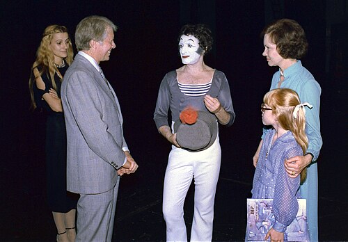 Marcel Marceau met de Amerikaanse president Jimmy Carter (1977)
