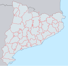 Map of Southern part of Catalonia with "comarca" borders