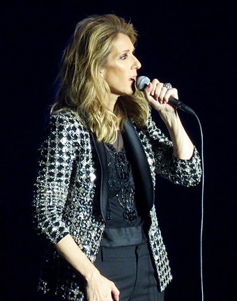 Dion performing in Birmingham, England in 2017
