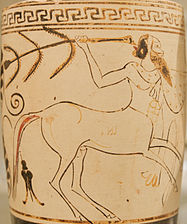 رسام ديوسفوس ، فخار ليكيثوس أبيض الأرضية مرسوم عليه قنطور (500 قبل الميلاد).