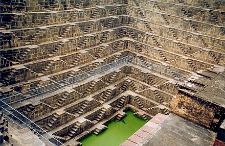 Chand Baori, Abhaneri near Bandikui, Rajasthan, is one of the deepest and largest stepwells in India