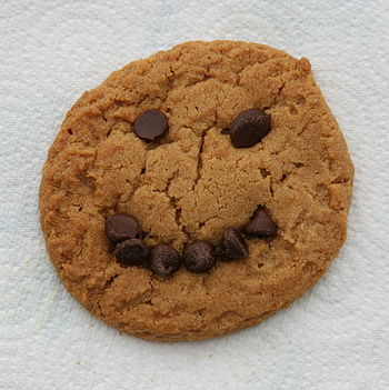 English: Peanut butter cookie with a chocolate...