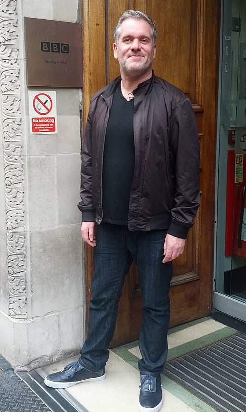 Chris Moyles outside Radio 1's radio studios